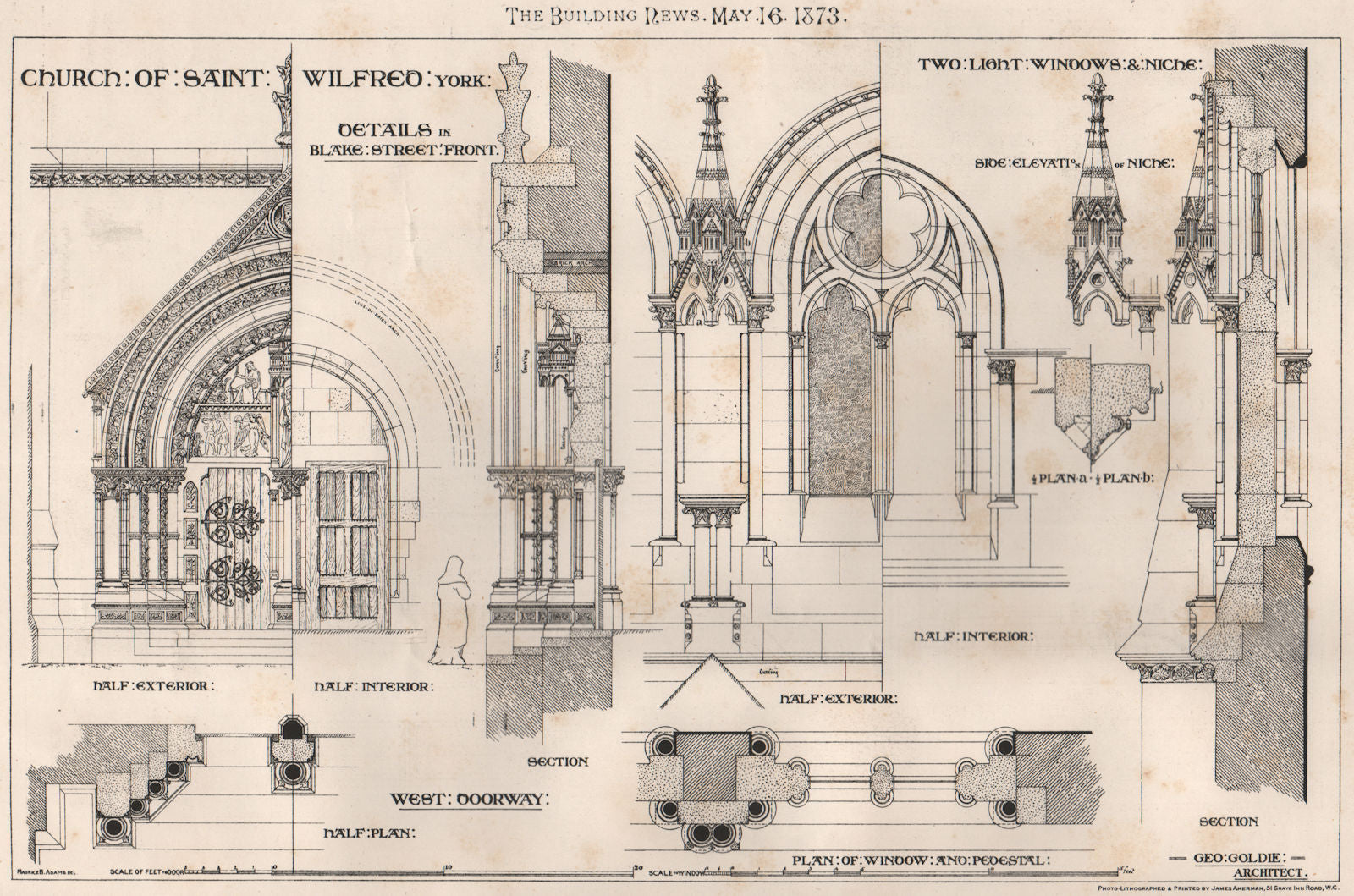 Church of Saint Wilfrid, York; Blake Street Front; Geo. Goldie, Architect 1873